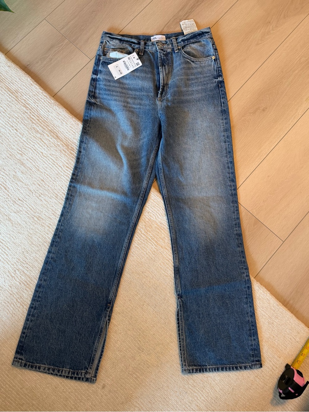 Zara Medium Blue Wide-Leg Full Length Split Jeans